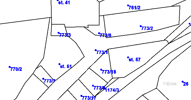 Parcela st. 773/1 v KÚ Kadešice, Katastrální mapa