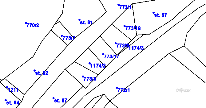 Parcela st. 773/17 v KÚ Kadešice, Katastrální mapa