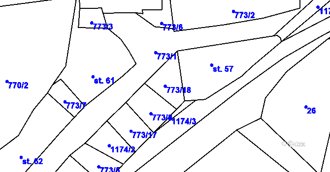 Parcela st. 773/18 v KÚ Kadešice, Katastrální mapa