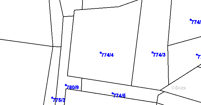 Parcela st. 774/4 v KÚ Kadešice, Katastrální mapa