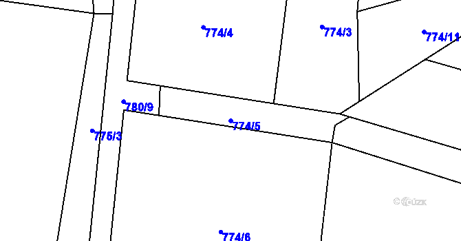 Parcela st. 774/5 v KÚ Kadešice, Katastrální mapa