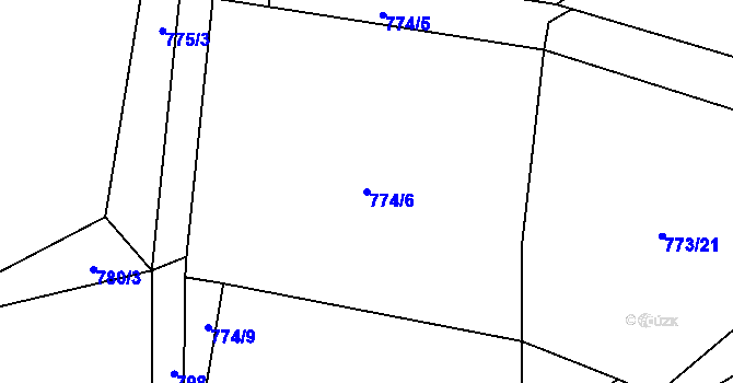 Parcela st. 774/6 v KÚ Kadešice, Katastrální mapa