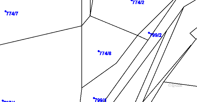 Parcela st. 774/8 v KÚ Kadešice, Katastrální mapa