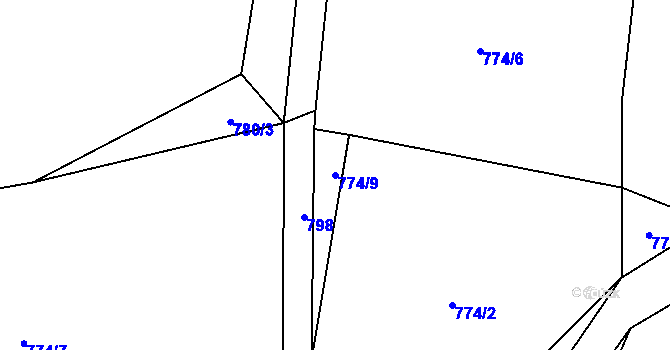 Parcela st. 774/9 v KÚ Kadešice, Katastrální mapa
