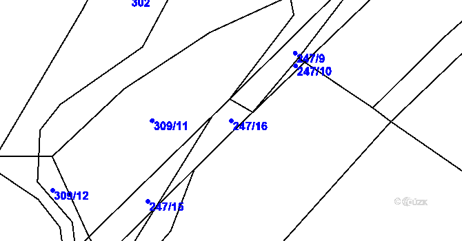 Parcela st. 247/16 v KÚ Kadešice, Katastrální mapa