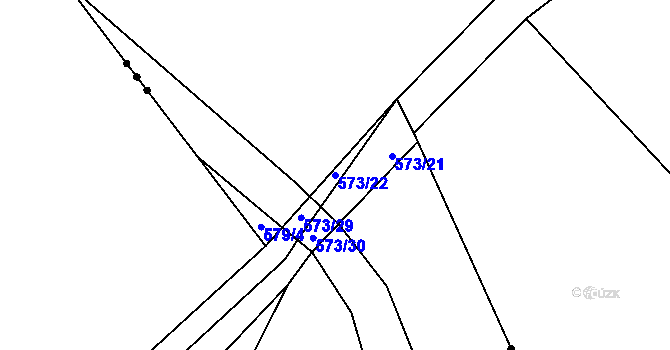 Parcela st. 573/22 v KÚ Kadešice, Katastrální mapa