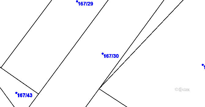 Parcela st. 167/30 v KÚ Rozsedly, Katastrální mapa