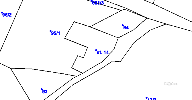 Parcela st. 14 v KÚ Šimanov na Šumavě, Katastrální mapa