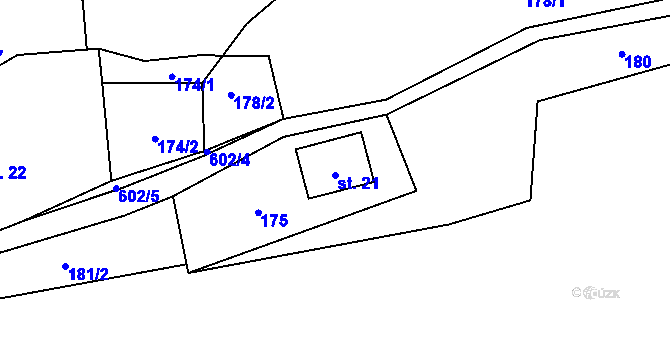 Parcela st. 21 v KÚ Šimanov na Šumavě, Katastrální mapa