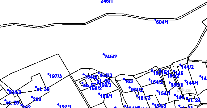 Parcela st. 245/2 v KÚ Šimanov na Šumavě, Katastrální mapa