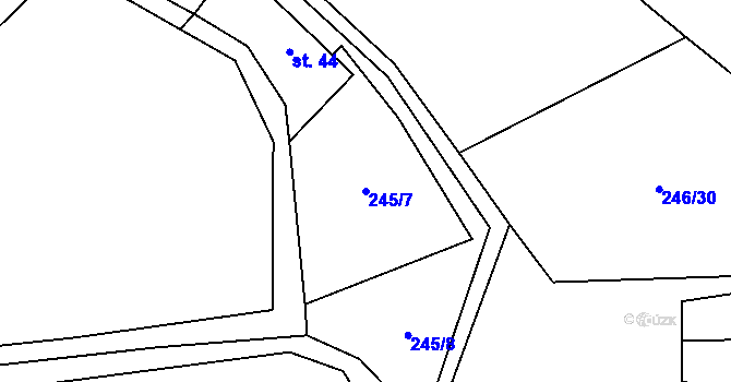 Parcela st. 245/7 v KÚ Šimanov na Šumavě, Katastrální mapa