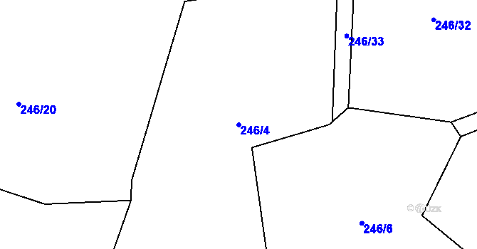 Parcela st. 246/4 v KÚ Šimanov na Šumavě, Katastrální mapa