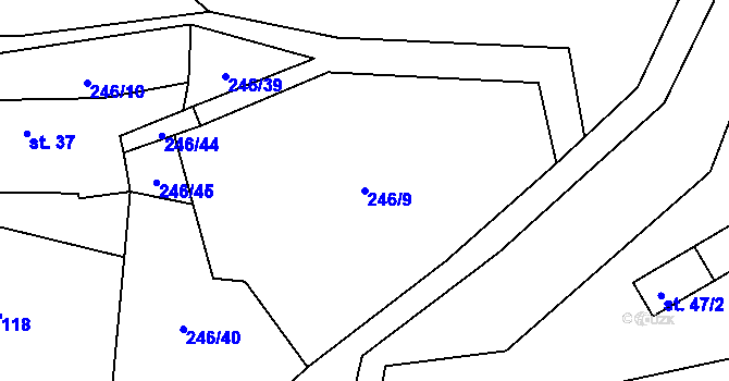 Parcela st. 246/9 v KÚ Šimanov na Šumavě, Katastrální mapa