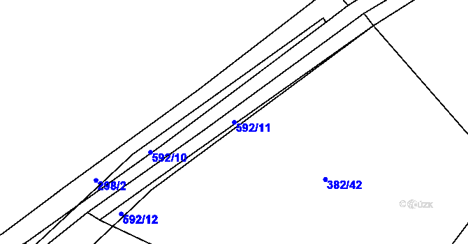 Parcela st. 592/11 v KÚ Šimanov na Šumavě, Katastrální mapa