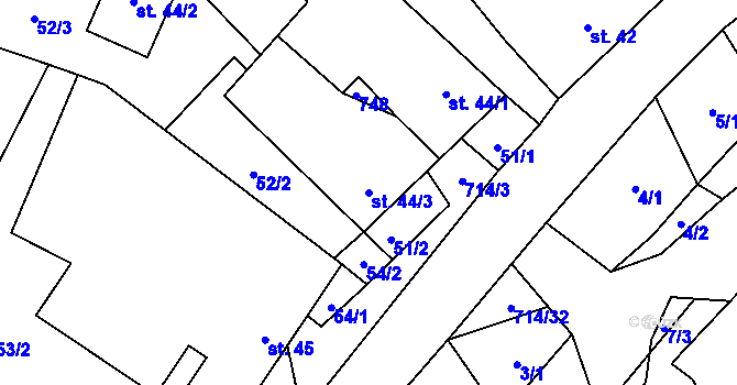 Parcela st. 44/3 v KÚ Rozsíčka, Katastrální mapa