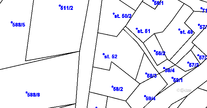 Parcela st. 52 v KÚ Rozsíčka, Katastrální mapa