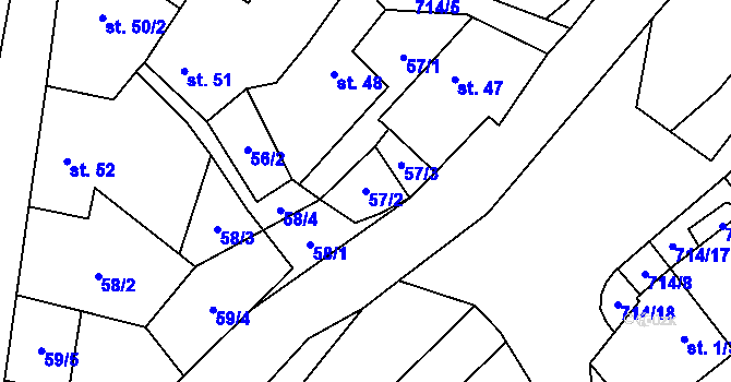Parcela st. 57/2 v KÚ Rozsíčka, Katastrální mapa