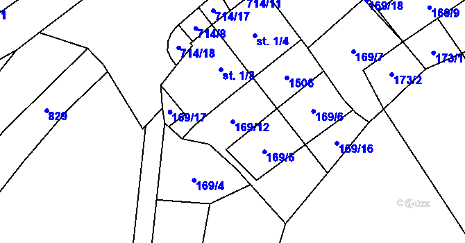 Parcela st. 169/12 v KÚ Rozsíčka, Katastrální mapa