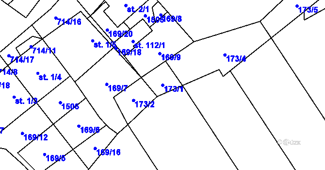 Parcela st. 173/1 v KÚ Rozsíčka, Katastrální mapa