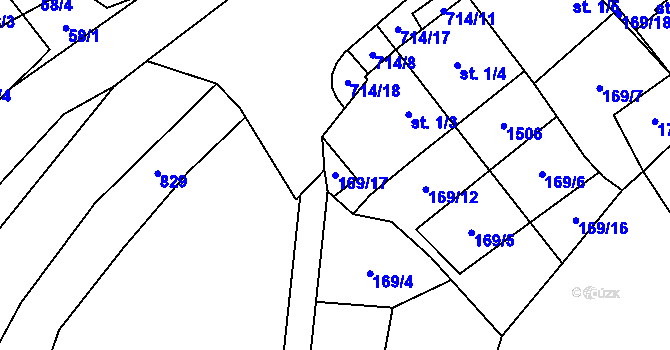 Parcela st. 169/17 v KÚ Rozsíčka, Katastrální mapa