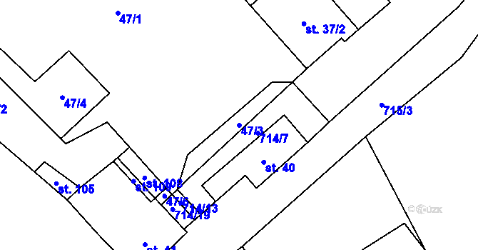 Parcela st. 47/3 v KÚ Rozsíčka, Katastrální mapa