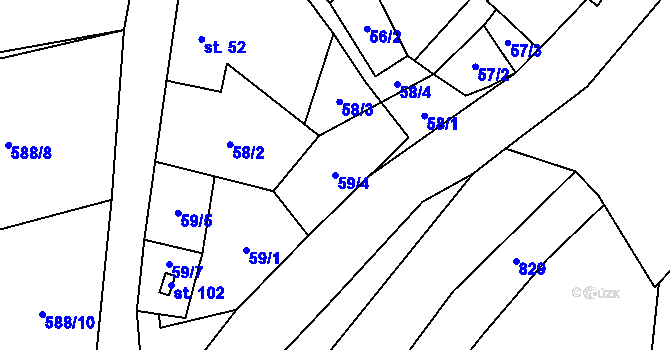 Parcela st. 59/4 v KÚ Rozsíčka, Katastrální mapa
