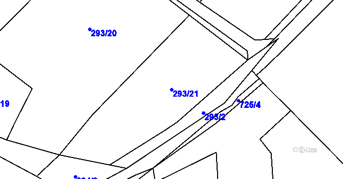 Parcela st. 293/21 v KÚ Rozsíčka, Katastrální mapa
