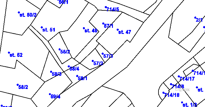 Parcela st. 57/3 v KÚ Rozsíčka, Katastrální mapa