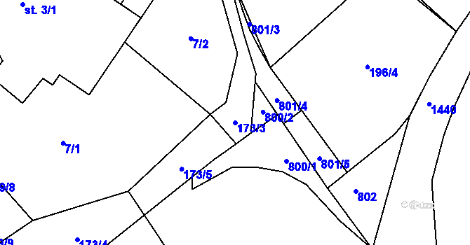 Parcela st. 173/3 v KÚ Rozsíčka, Katastrální mapa