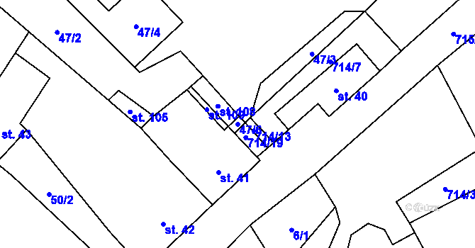 Parcela st. 47/6 v KÚ Rozsíčka, Katastrální mapa