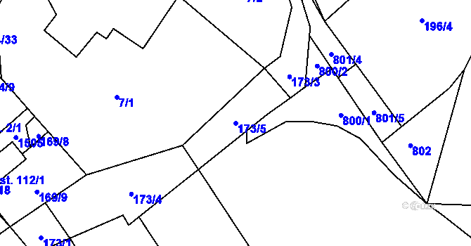 Parcela st. 173/5 v KÚ Rozsíčka, Katastrální mapa