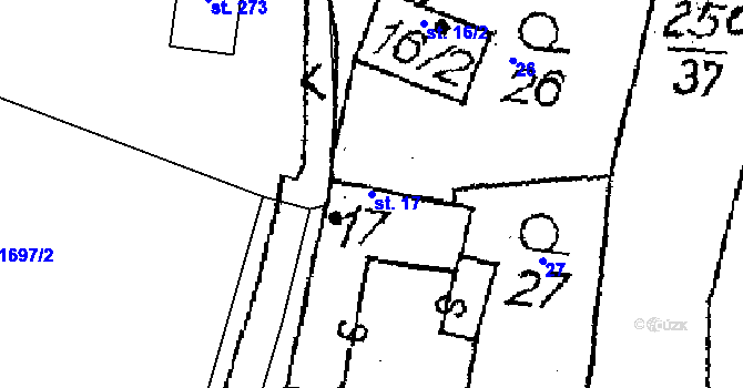 Parcela st. 17 v KÚ Rozsochatec, Katastrální mapa