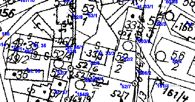 Parcela st. 33/3 v KÚ Rozsochatec, Katastrální mapa