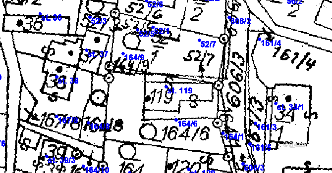 Parcela st. 119 v KÚ Rozsochatec, Katastrální mapa