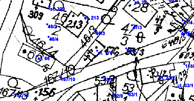 Parcela st. 176 v KÚ Rozsochatec, Katastrální mapa