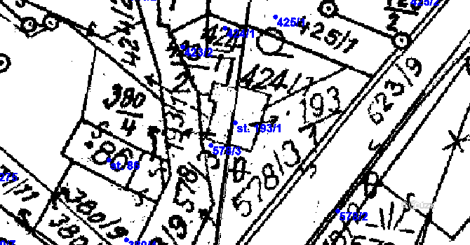 Parcela st. 193/1 v KÚ Rozsochatec, Katastrální mapa