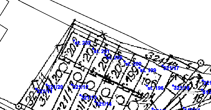 Parcela st. 206 v KÚ Rozsochatec, Katastrální mapa