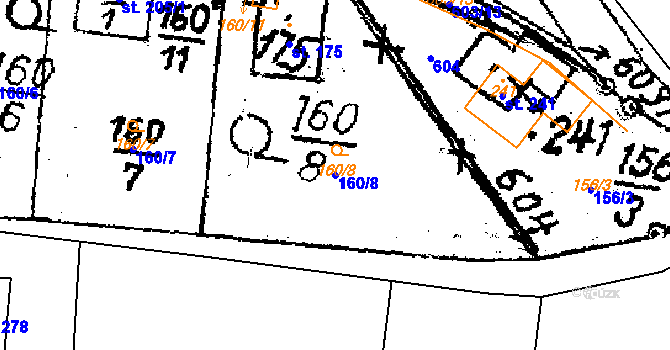 Parcela st. 160/8 v KÚ Rozsochatec, Katastrální mapa