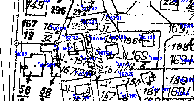 Parcela st. 167/24 v KÚ Rozsochatec, Katastrální mapa