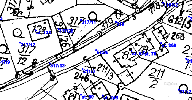 Parcela st. 612/6 v KÚ Rozsochatec, Katastrální mapa