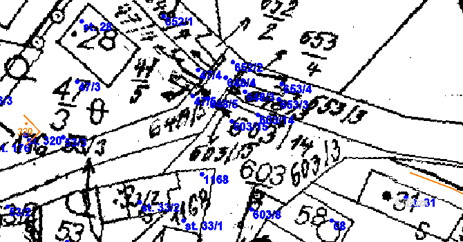 Parcela st. 603/15 v KÚ Rozsochatec, Katastrální mapa