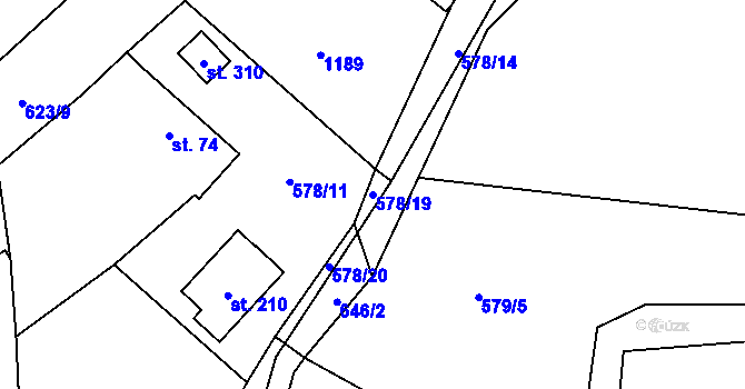 Parcela st. 578/19 v KÚ Rozsochatec, Katastrální mapa