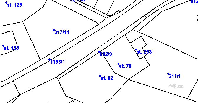 Parcela st. 612/9 v KÚ Rozsochatec, Katastrální mapa