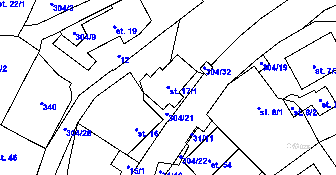 Parcela st. 17/1 v KÚ Albrechtice u Rozsoch, Katastrální mapa