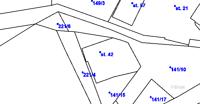 Parcela st. 42 v KÚ Albrechtice u Rozsoch, Katastrální mapa
