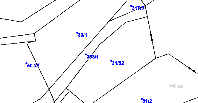Parcela st. 32 v KÚ Albrechtice u Rozsoch, Katastrální mapa