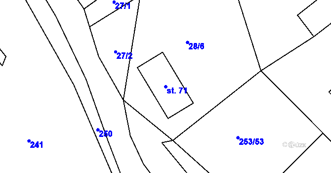 Parcela st. 71 v KÚ Albrechtice u Rozsoch, Katastrální mapa