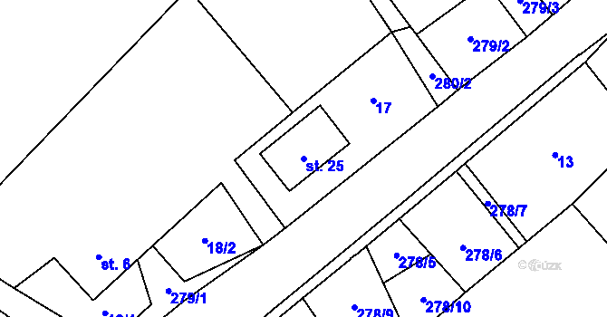 Parcela st. 25 v KÚ Blažejovice u Rozsoch, Katastrální mapa