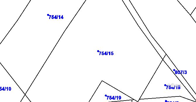 Parcela st. 754/15 v KÚ Kundratice u Rozsoch, Katastrální mapa