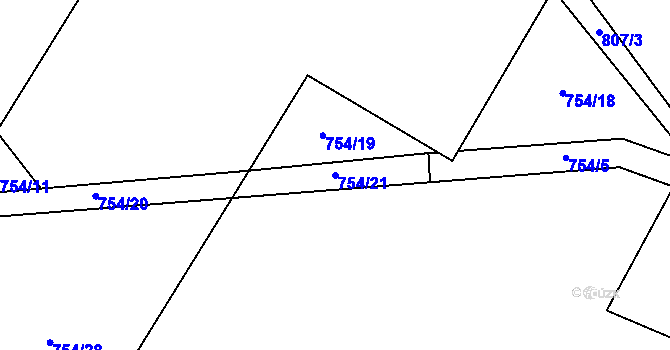 Parcela st. 754/21 v KÚ Kundratice u Rozsoch, Katastrální mapa
